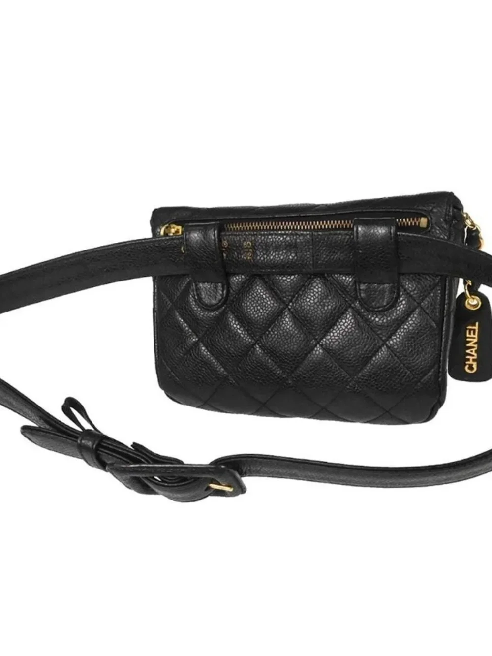 Chanel Black Calfskin Waist Bum Bag #80/32 168605